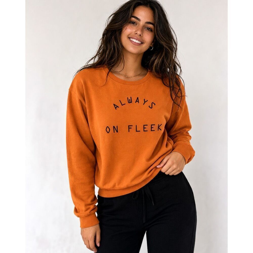 H&M Divided Always On Fleek Orange Crewneck Sweatshirt M